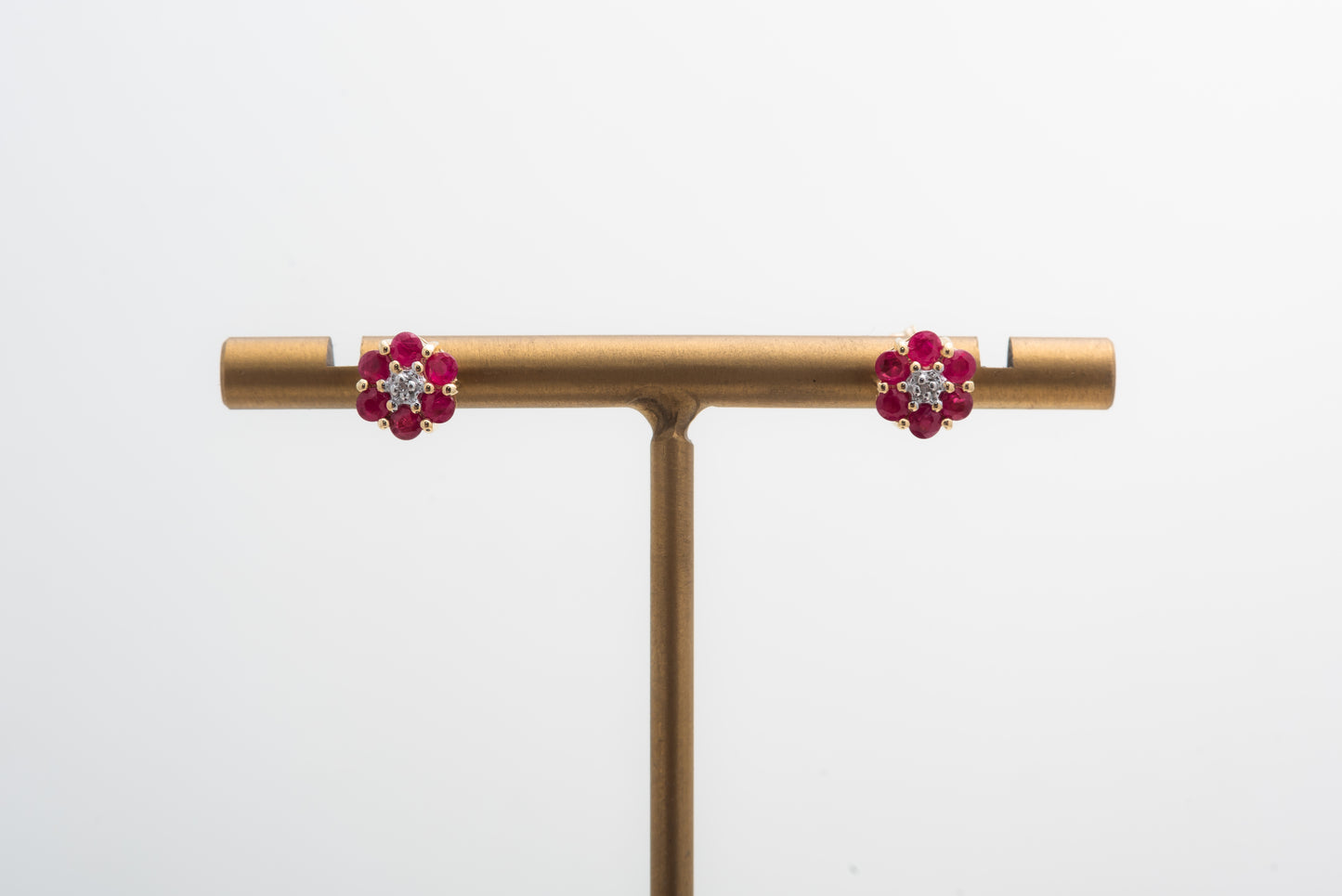 Ruby Flower Cluster Studs