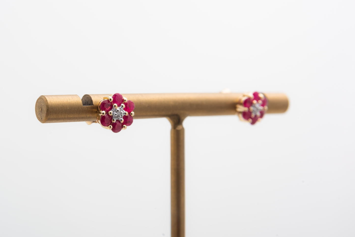 Ruby Flower Cluster Studs