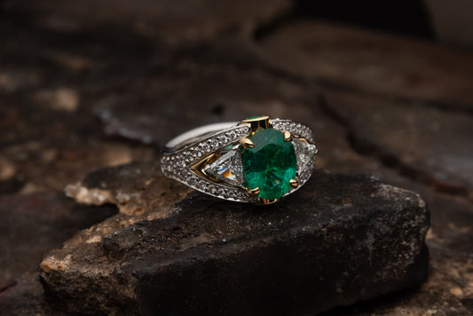 Zambian Emerald and Diamond Ring