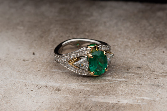 Zambian Emerald and Diamond Ring