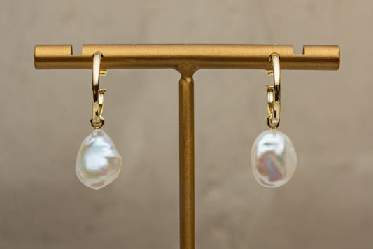 9ct Keshi Pearl Hoop Earrings