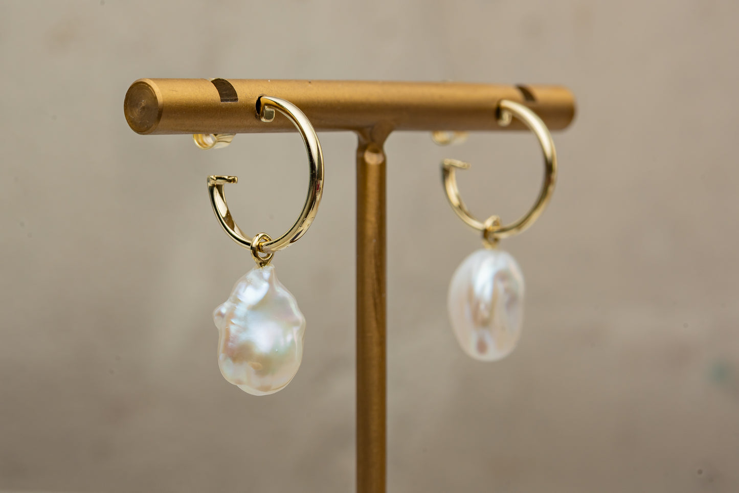 9ct Keshi Pearl Hoop Earrings