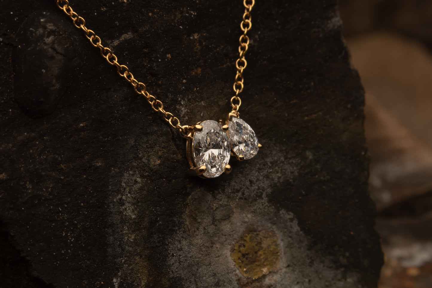 Oval And Pear Cut Diamond Necklace