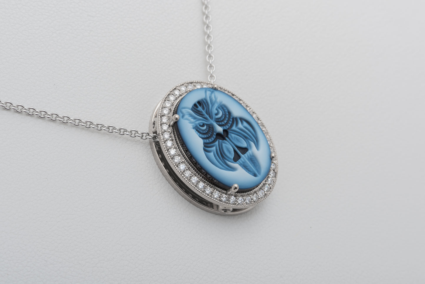 Owl Cameo Diamond Pendant
