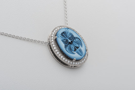 Owl Cameo Diamond Pendant