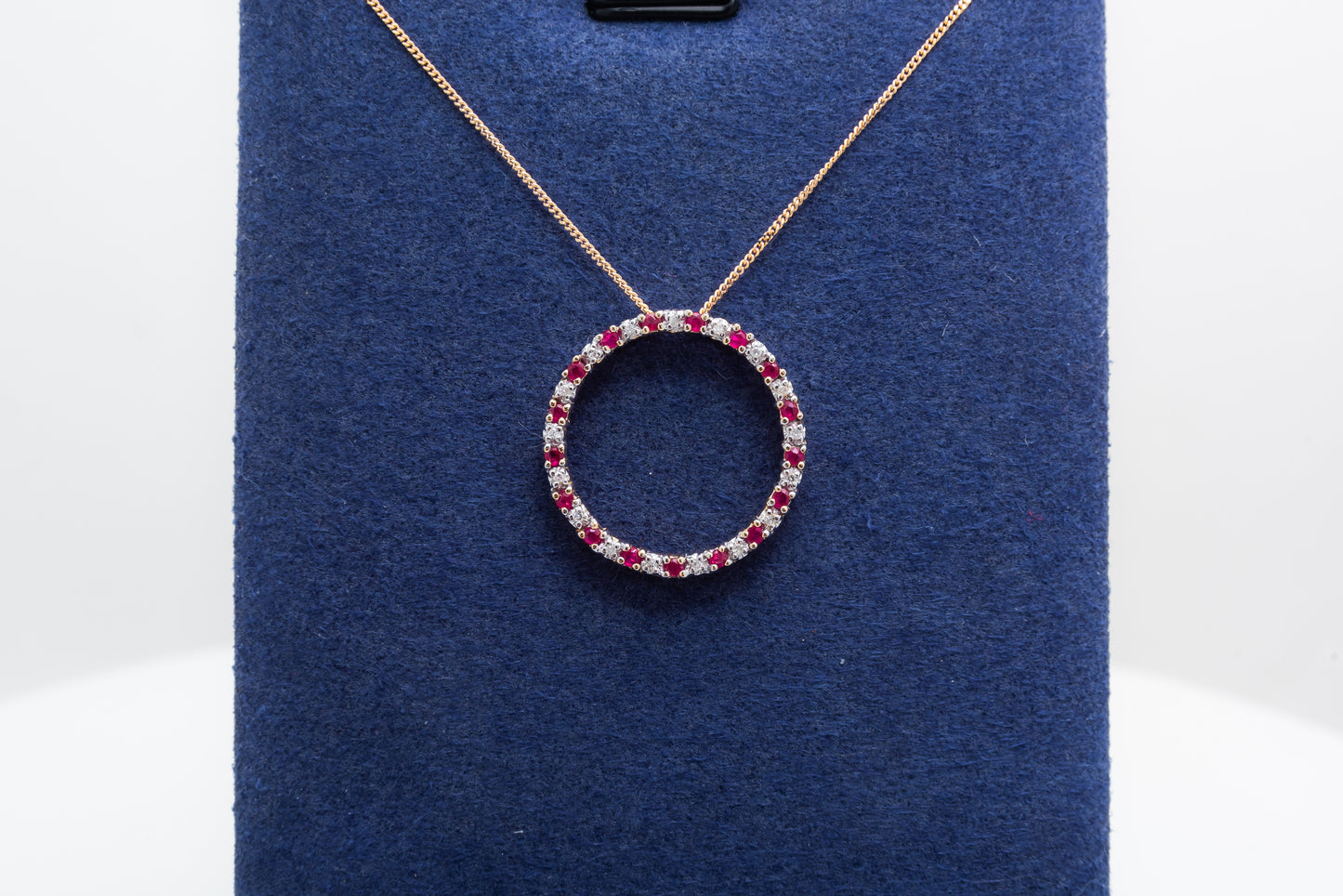 Ruby And Diamond Halo Pendant