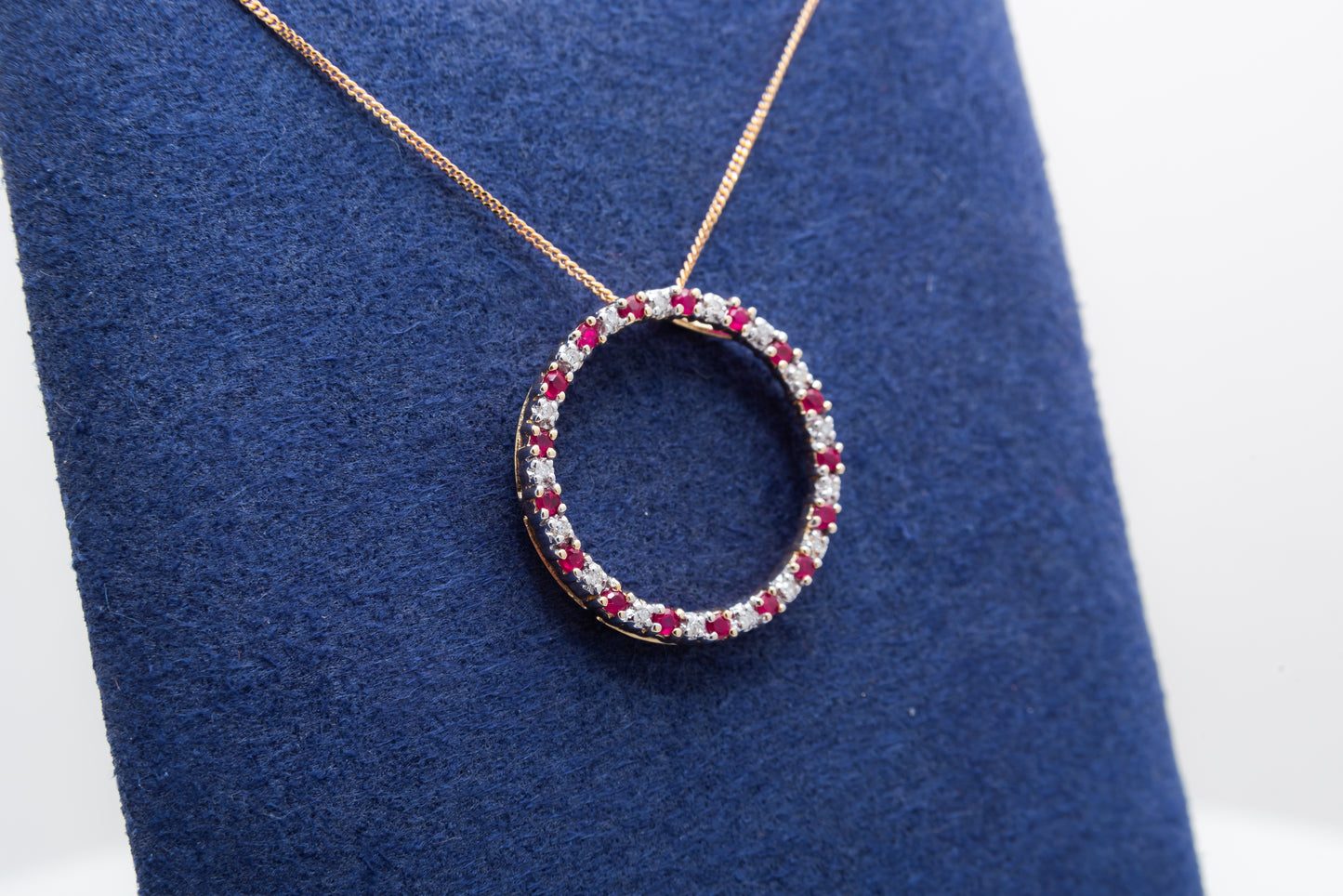 Ruby And Diamond Halo Pendant