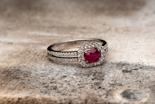 Split Band Ruby and Diamond Ring