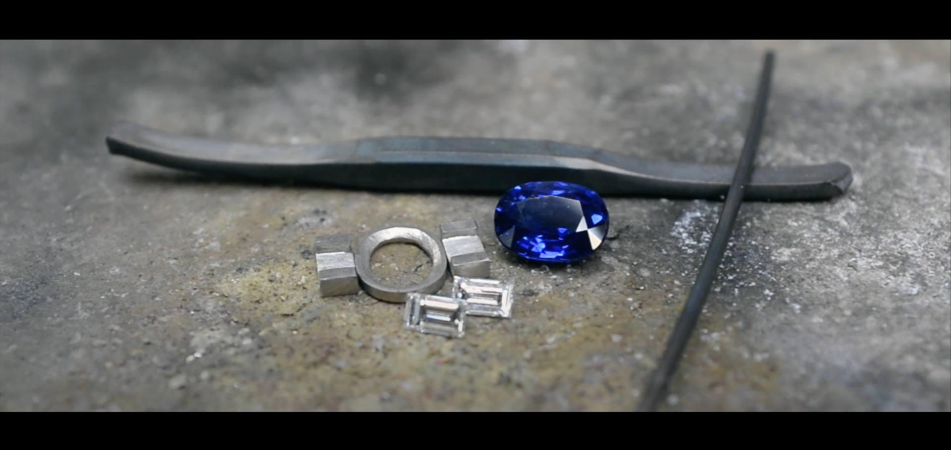 Load video: Video of ceylon sapphire and diamond ring being hand-made