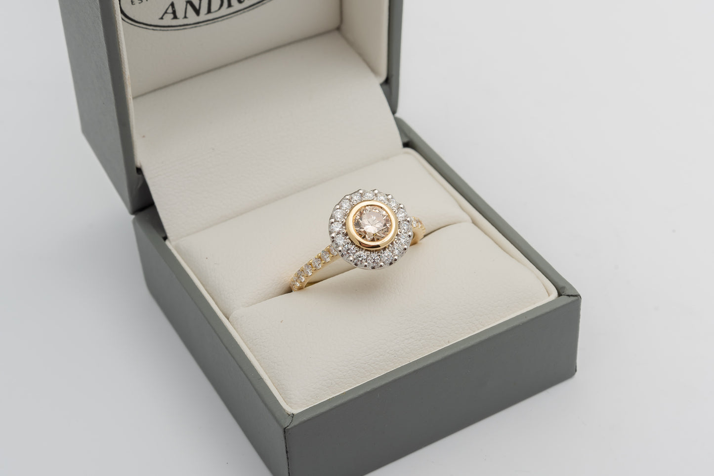 Round Champagne Diamond Ring