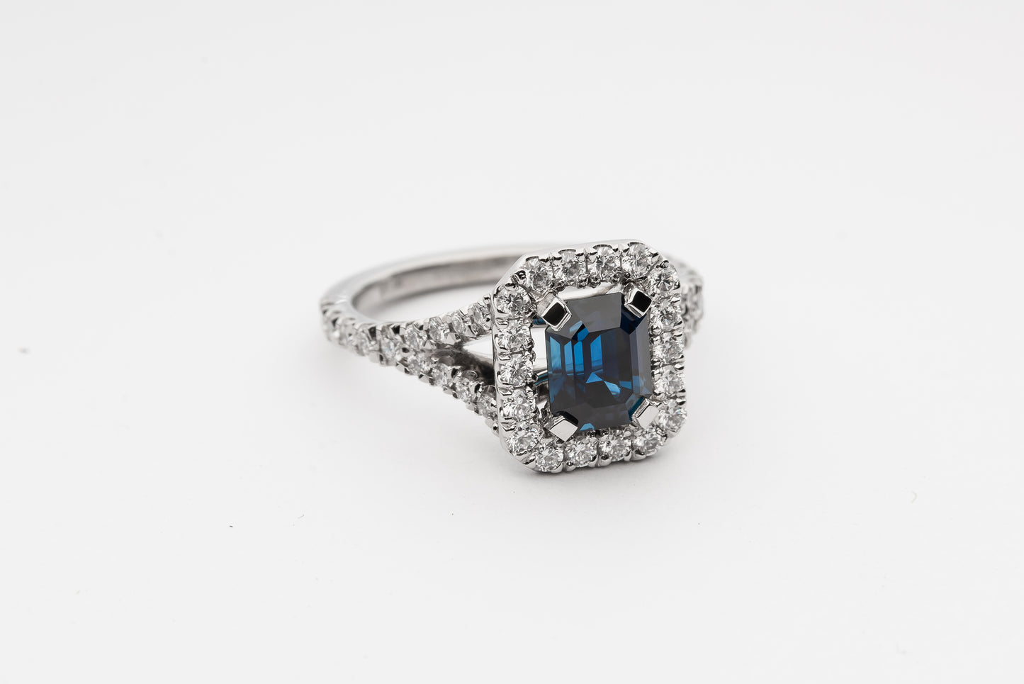 Emerald Cut Sapphire and Diamond Ring