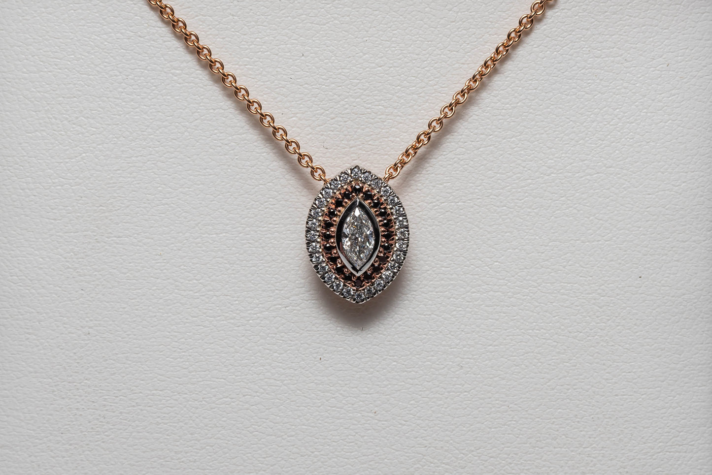Marquise White and Black Diamond Pendant