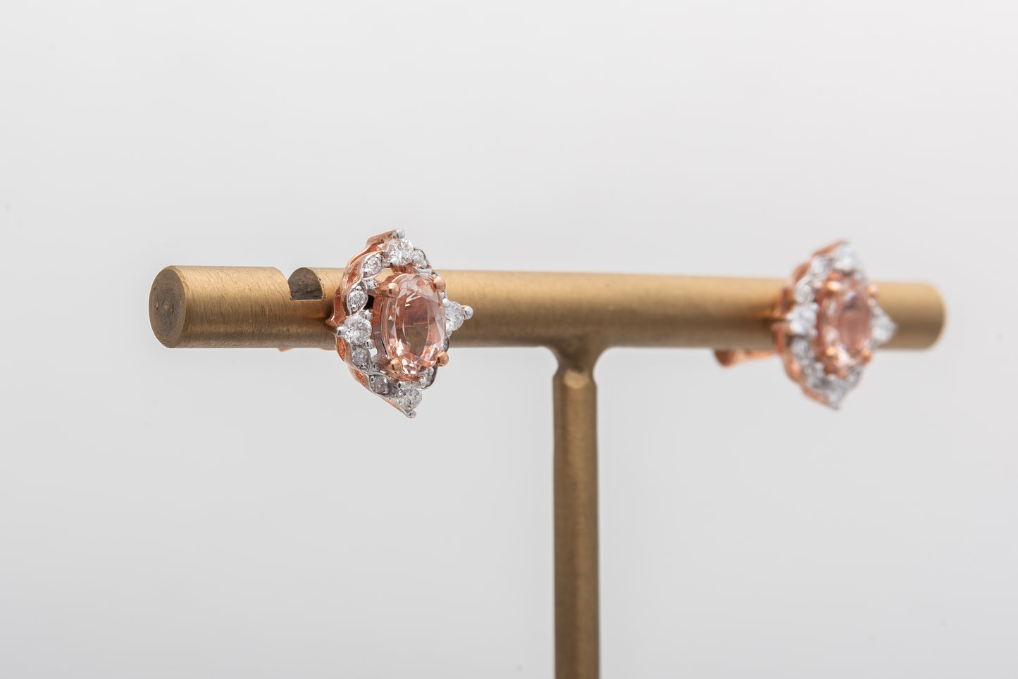 Morganite And Diamond Studs