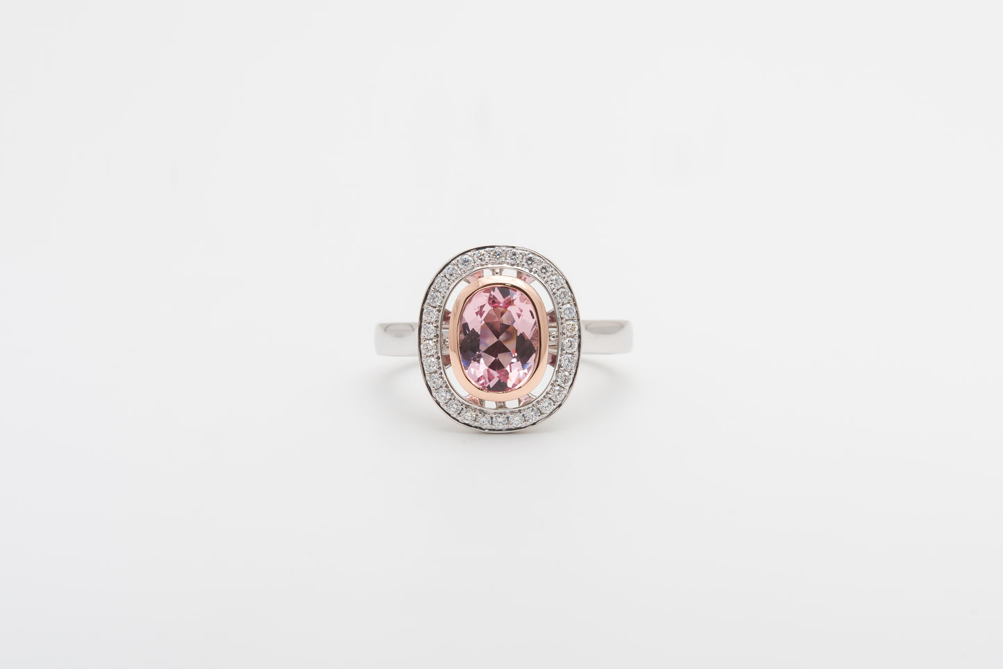 Morganite And Diamond Halo Ring