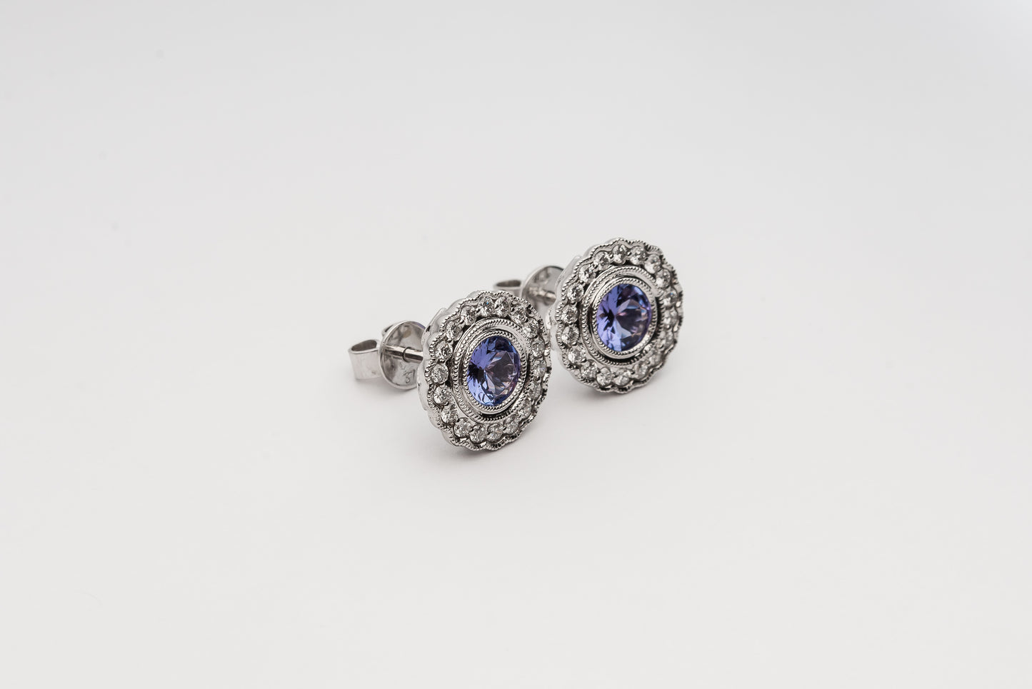 Tanzanite and Diamond Studs