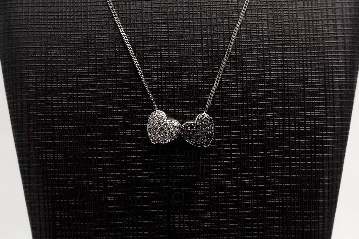 White And Black Diamond Heart Pendant