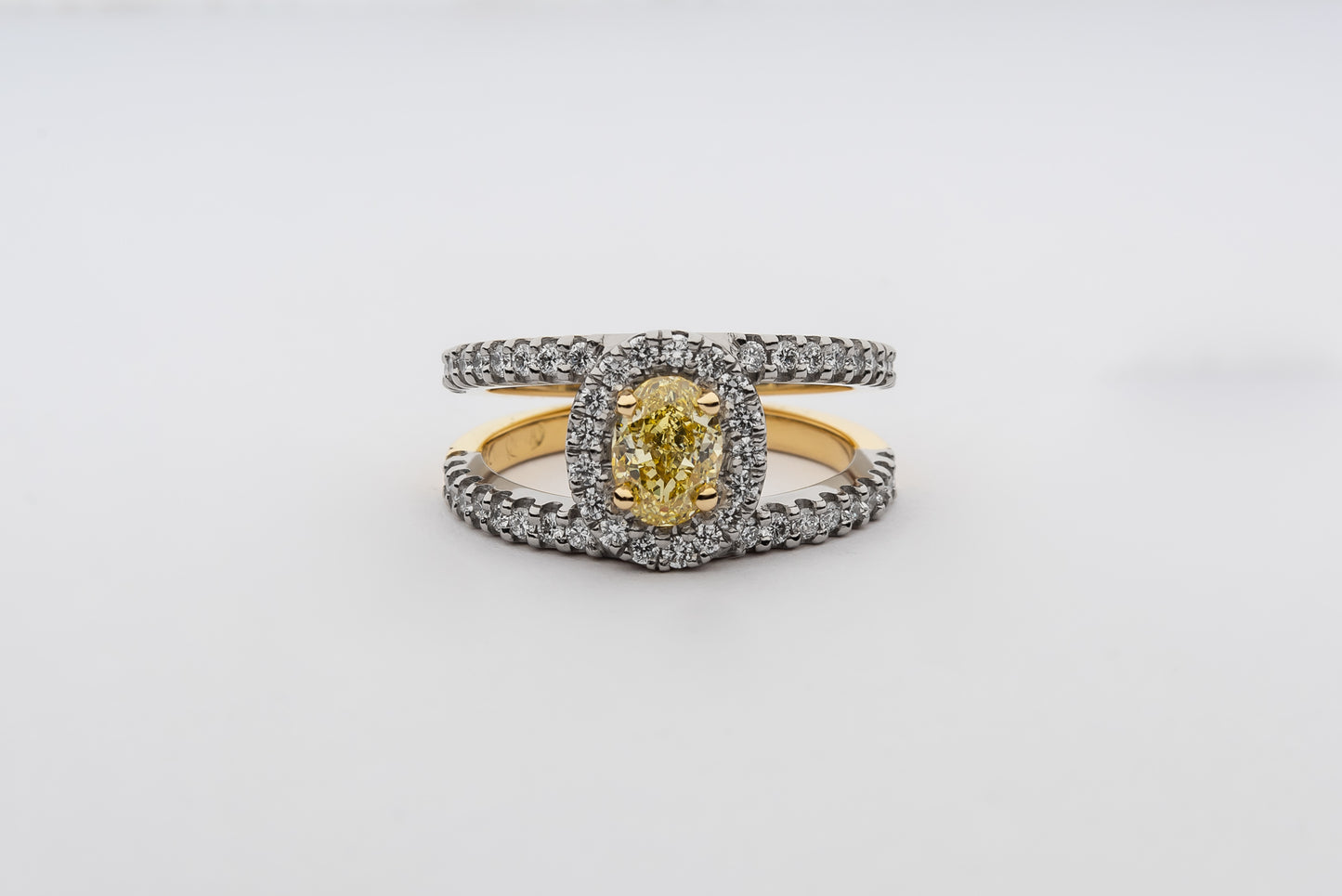 0.71ct Fancy Yellow Diamond Split Halo