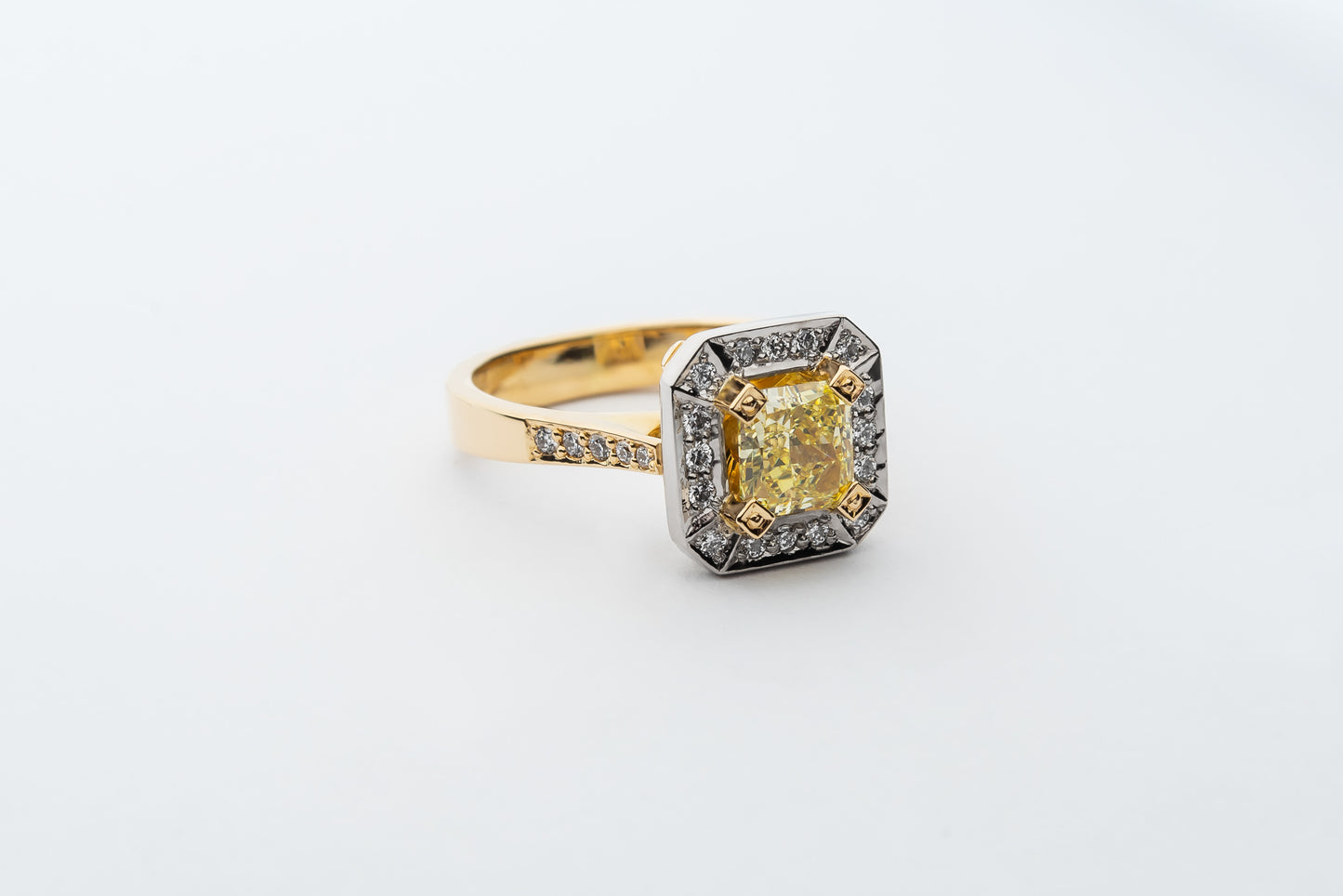 1ct Fancy Intense Radiant Cut Yellow Diamond Ring