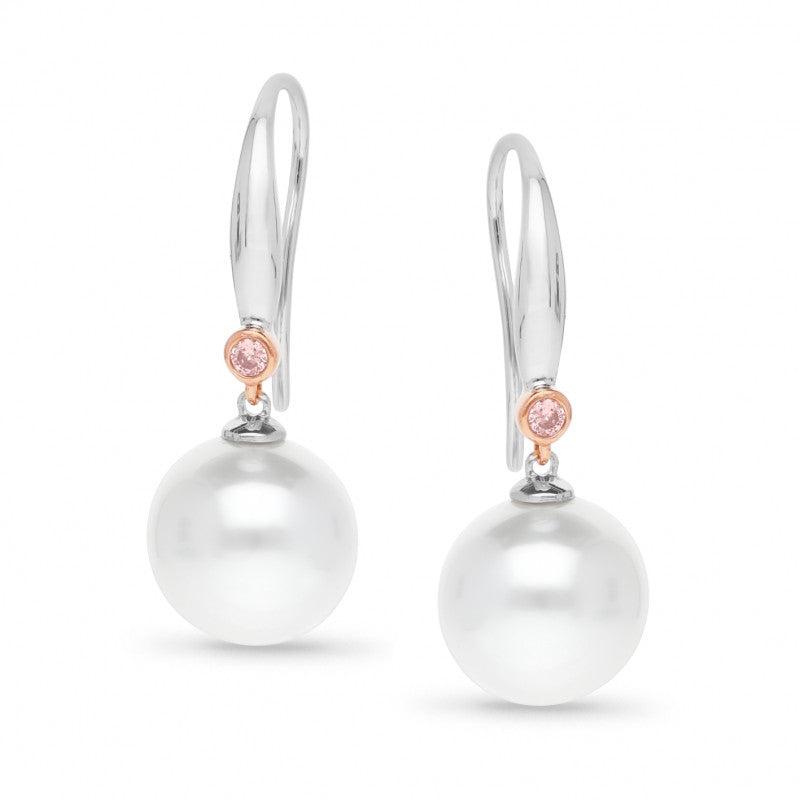 Argyle Pink Diamond Pearl Earrings