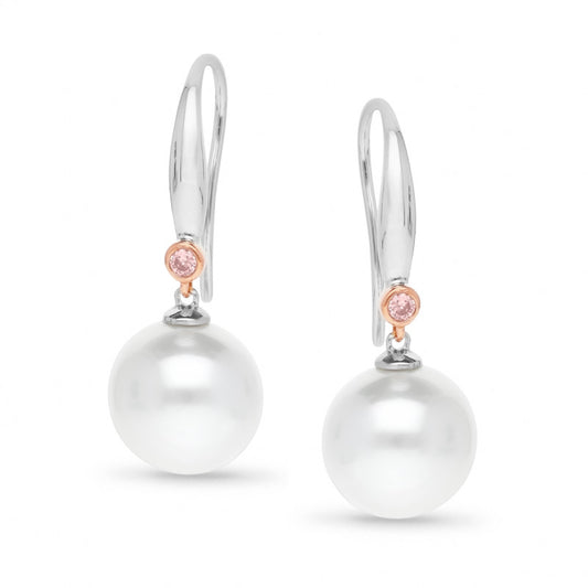 Argyle Pink Diamond Pearl Earrings