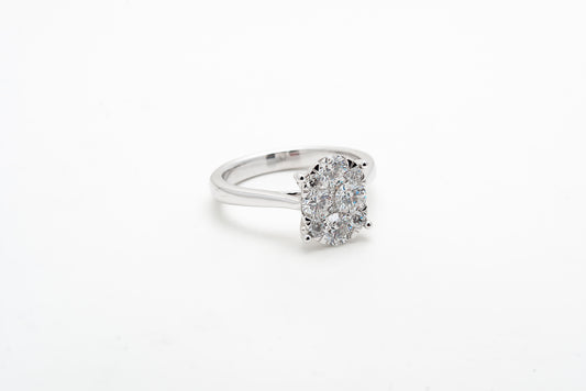 1ct Oval Cluster Engagement Ring