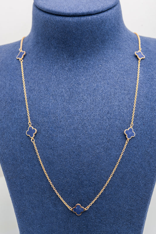 Blue Clover Necklace