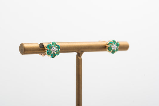 Emerald Flower Cluster Studs