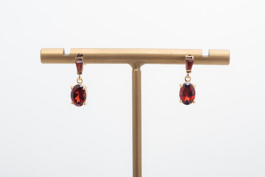 Oval Garnet Earrings