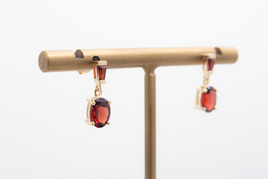 Oval Garnet Earrings