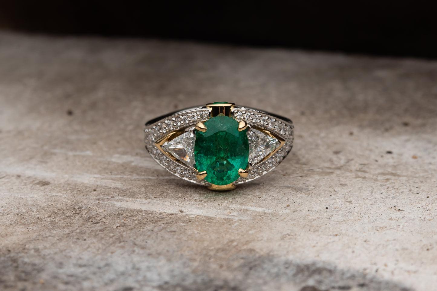 Zambian Emerald and Diamond Ring