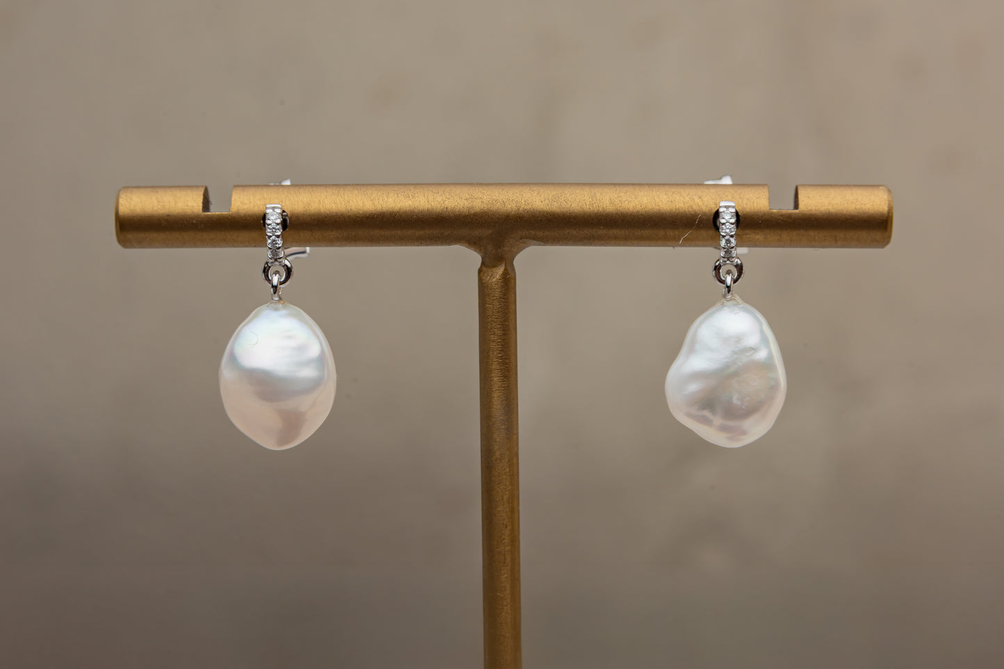 9ct Keshi Pearl and Diamond Earrings