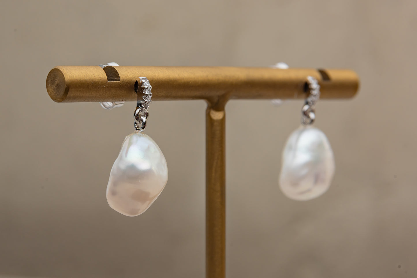 9ct Keshi Pearl and Diamond Earrings
