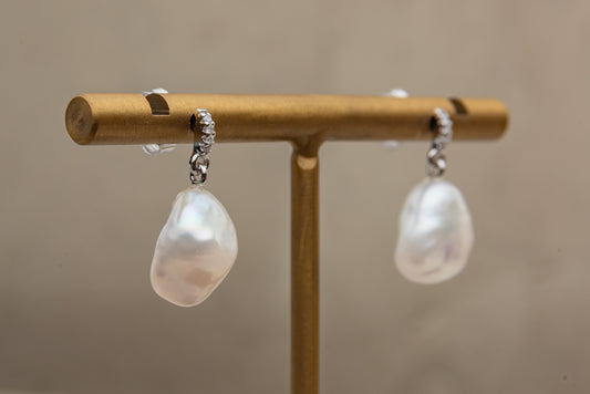 9ct Keshi Pearl and Diamond Earrings