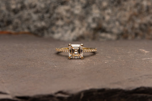 Lab Grown 2ct Asscher Cut Engagement Ring