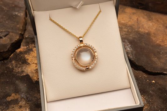 Moonstone and Diamond Pendant