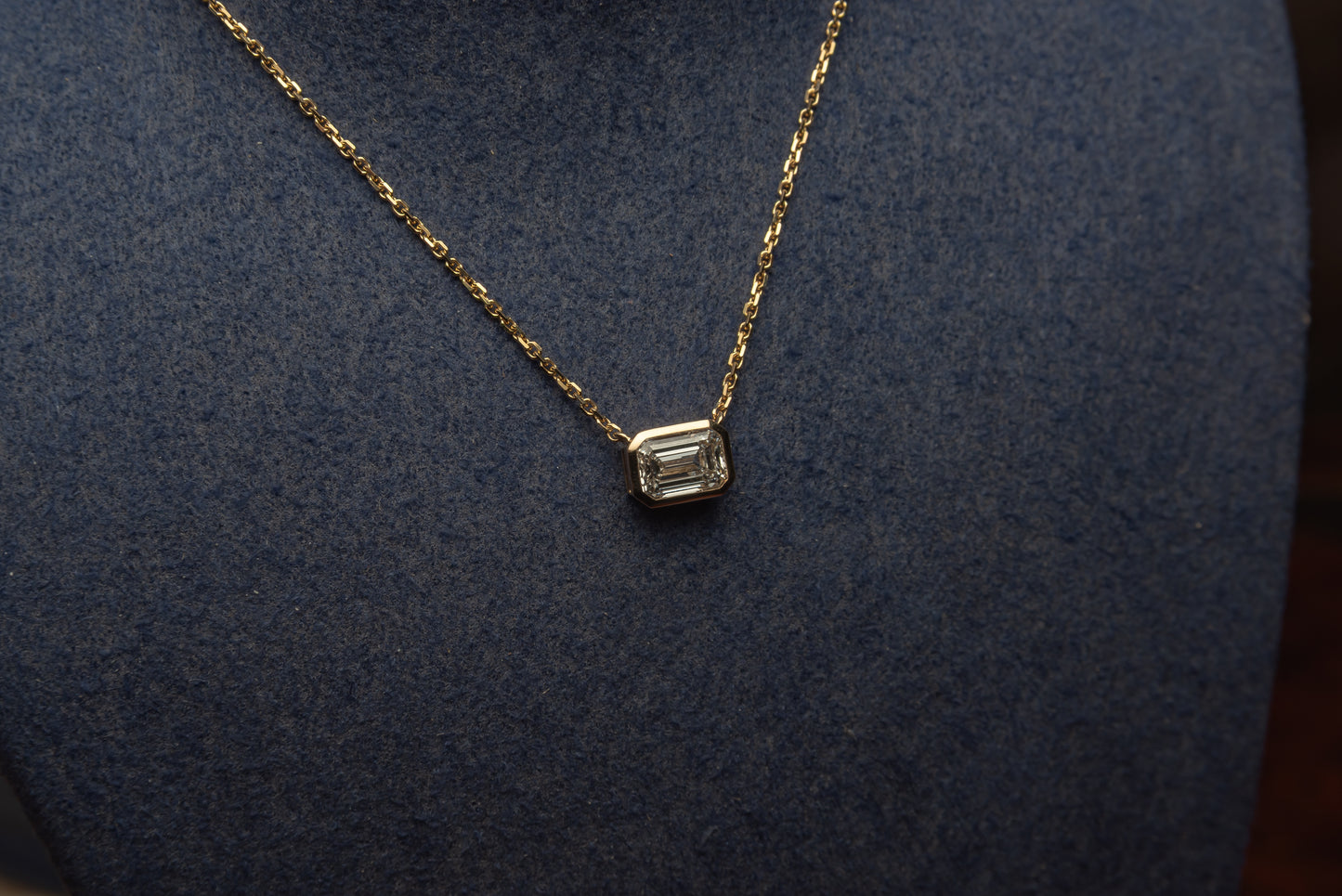 1.04ct Emerald Cut Lab Diamond East to West Pendant