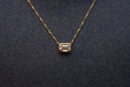 1.04ct Emerald Cut Lab Diamond East to West Pendant