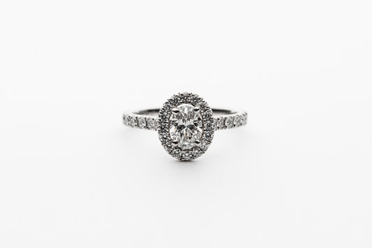 0.50ct Oval Cut Halo Engagement Ring