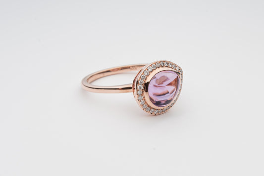 Cabochon cut Amethyst and Diamond ring
