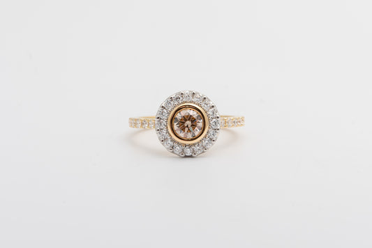 Round Champagne Diamond Ring