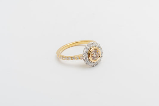 Round Champagne Diamond Ring