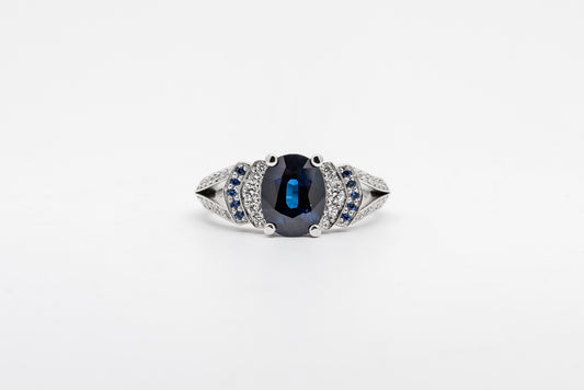 Sapphire And Diamond Art Deco Ring