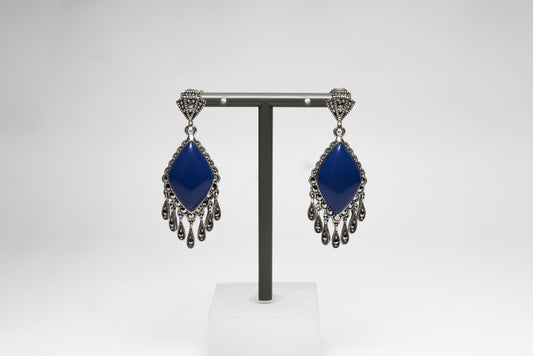 Lapis and Marcasite Earrings