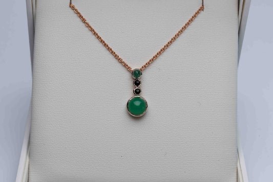 Chrysoprase Emerald and Onyx Pendant