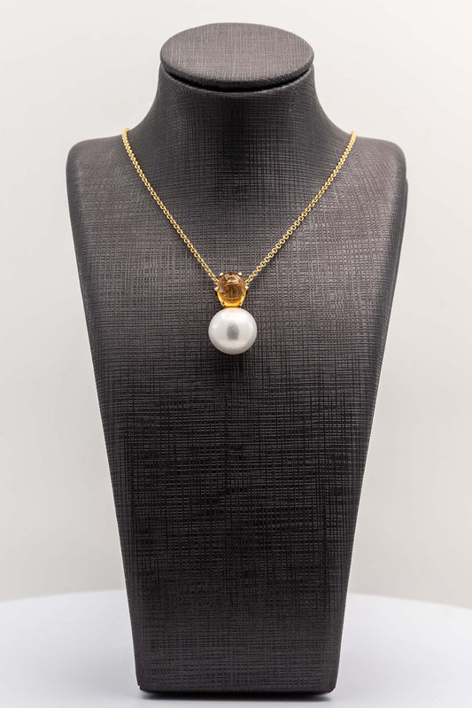 Citrine And Pearl Pendant