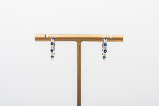 Sapphire And Diamond Hoops