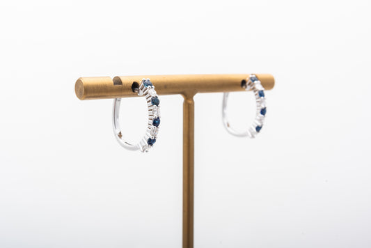 Sapphire And Diamond Hoops