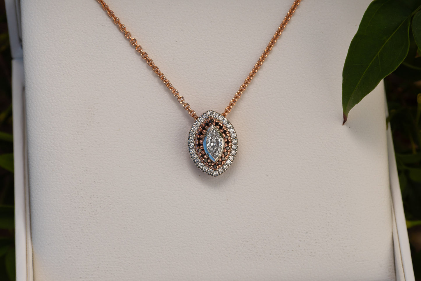 Marquise White and Black Diamond Pendant