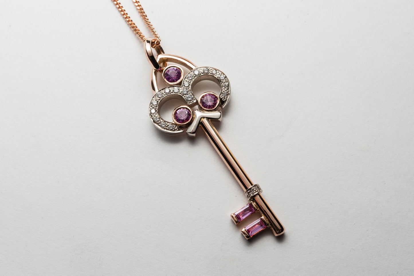 Pink Sapphire and Diamond Key