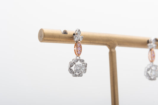 Floral Argyle Pink Diamond Earrings